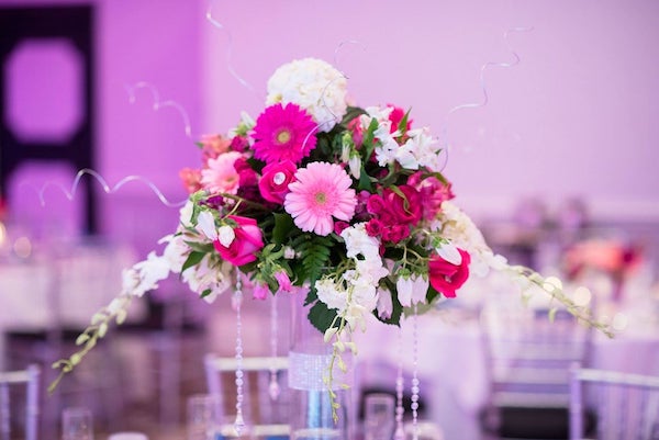 wedding centerpiece in bright colors