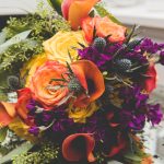 Elegant Events Florist - Philadelphia wedding florist - fall bridal bouquet - orange calla lily - yellow roses - mango calla lily - villanova conference center - villano pa - bg productions photography and videography - bride - bridal bouquet