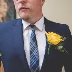 Elegant Events Florist - Philadelphia wedding florist - fall bridal bouquet - orange calla lily - yellow roses - mango calla lily - villanova conference center - villano pa - bg productions photography and videography - groom - boutonnière